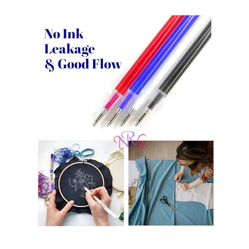 Image of Heat Erasable Fabric Marking Pens for Tailors - 12-Pack Fine Tip Temporary Ink Pens for Sewing, Quilting, Dressmaking - (Black, Blue, Red, White)