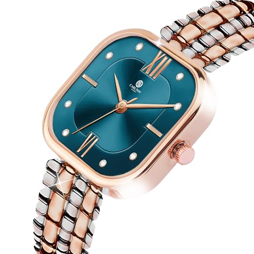 Image of Carlton London Chelsea Women Stainless Steel Analog Watch | Silver Waterproof Watches for Women Girls Ladies | Luxury Square Watch | Fashionable Trendy Quartz Movement Wrist Watch