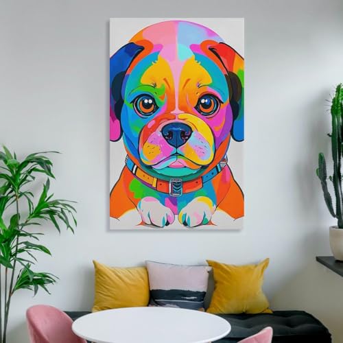 Toile murale moderne colorée de chiens BVNMT pour salon - 6