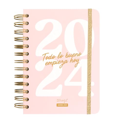 Mr.Wonderful Agenda Wonder pequeña 2024 Diaria, Todo lo bueno empieza hoy, 22,1 x 2,1 x 15,6