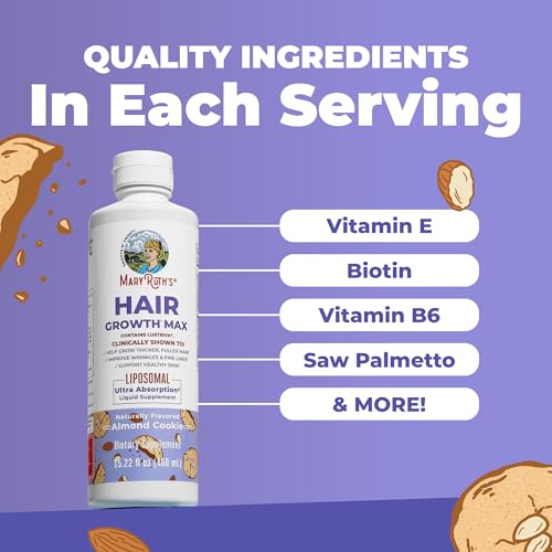 MaryRuth Organics Women's Hair Growth MAX Liposomal | with Lustriva® + Biotin 10000mcg + Pumpkin Seed Oil | Thicker Hair | Hair Care | Wrinkles, Fine Lines, Skin Care | Ages 18+ | 15.22 Fl Oz - Image 6