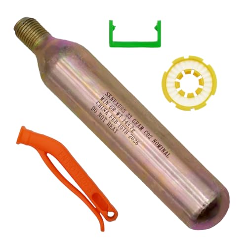 SKNEXUSS 33G CO2 Cartridge Cylinder for Life Vest Accessory for CO2 PFD Rearming Kit for Auto/Manual Inflating Life Jacket for Adult Used for Fishing Surfing Sea/Ocean Activities-1pack