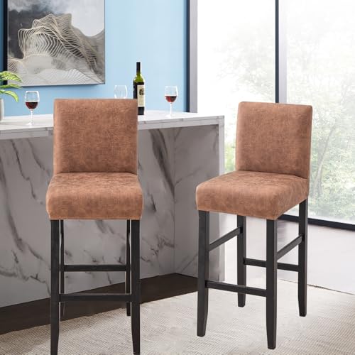 Image of FUANGUI Bar Stool Covers Set of 2, Stretch Bar Stool Seat Covers | Washable Removable Bar Chair Covers with Backs Slipcovers, Bar Chair Covers Square for Kitchen Dining Room Cafe