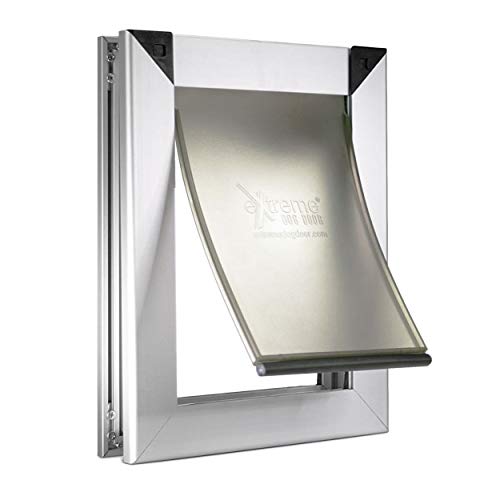 Small Single Flap Heavy Duty Rustproof Dog Doors for Exterior Doors - Solid Aluminum Frame with Magnetic Closure on Polyurethane Flap All The Way Around for Optimal Seal to Keep Bad Weather Out