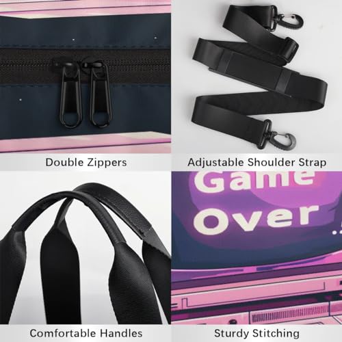 Game Over Travel Gym Bag Waterproof Sport Dance Bag for Women Men Portable Gymnastics Duffel Bags Canvas Tote Carry on Handbag for Workout Overnight Weekender4