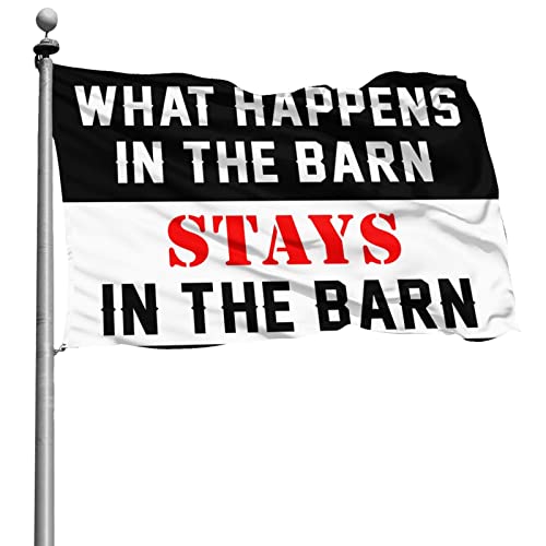 Drapeau de chambre de dortoir universitaire tapisserie amusante What Happens in The Barn Flag