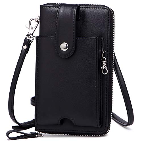 Preisvergleich Produktbild Geldbörse Damen Umweltfreundliches Ultra-Mikrofaserleder RFID Schutz, Damen Geldbeutel Umhängetasche Große Kapazität, Damen Portemonnaie mit Handyfach PowerBank Tasche kopfhörer Organizer