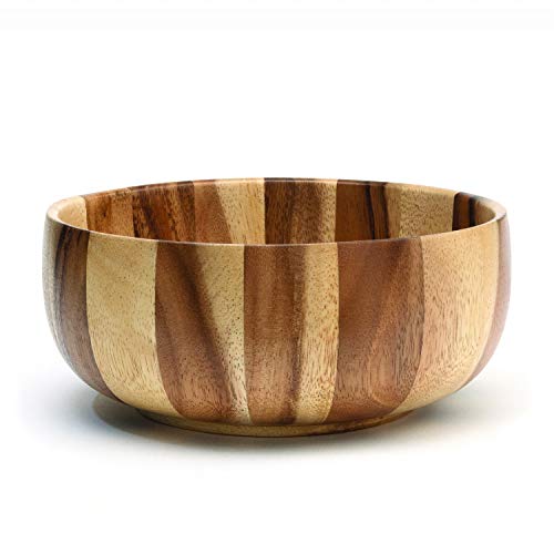 Lipper International 1268 Acacia Sunburst Salad Bowls for One Bowl, with Natural Color