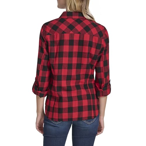 Image of Nautica Women's Button Front Long Sleeve Roll Tab Shirt