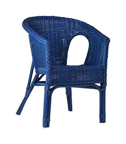 MiaMöbel Armlehnstuhl Rattan 57x75x56 cm Landhausstil Rattan Blau