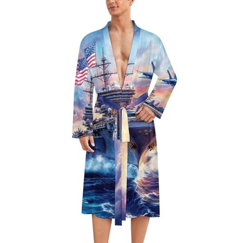 Bata de baño para hombre de los USS Enterprise Battleships ligera y de manga larga