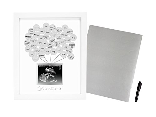 Pearhead Baby Shower Signature Guest Book & Sonogram Keepsake Photo Frame, Unique Guest Book, White, Sticker Guestbook Frame #TOP1