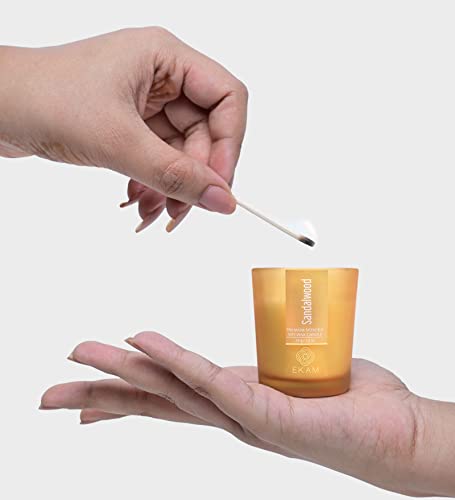 Image of EKAM Sandalwood Votive Soy Wax Scented Candle, 40 Grams, 10 Hours Burn Time| Long Lasting Premium Candles | Ideal for Home Decor | Gifting & Aromatherapy (Pack of 9)