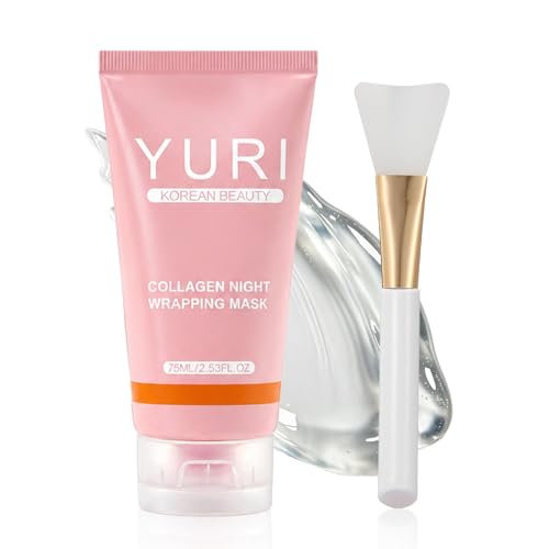 CEMENRETE YURI Collagen Night Wrapping Mask Peel-Off Overnight Face Mask for Hydrating Care Lightweight Sleeping Mask for Smooth Glowing-Looking Skin Easy Peel Skincare 2.54 Fl Oz