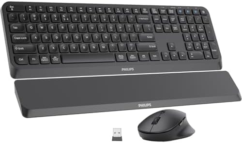 PHILIPS Bluetooth Keyboard and Mouse Combo, Ergonomic Design with...