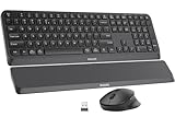 PHILIPS Bluetooth Keyboard and Mouse Combo, Ergonomic Design with Wrist Rest for Computer Keyboard, Bluetooth/2.4Ghz 3-Device Connectivity, Wireless Keyboard and Mouse Set for Windows/Android, Black