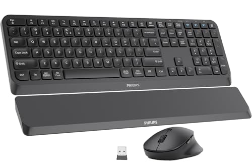 PHILIPS Bluetooth Keyboard and Mouse Combo, Ergonomic Design...