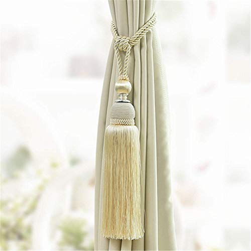Selling Wonderful Curtain Holdbacks Curtains Tiebacks Home Decorative Braided Buckle Fastener Accessories Window Drapery Ball Tassels Tiebacks, Set of 2 (Light Yellow)