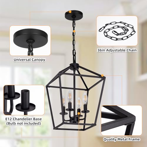 image for Seaside village 4 Light Chandelier, Industrial Ceiling Light Black Lan