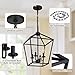 4 Light Chandelier, Industrial Ceiling Light Black Lantern Light Fixtures with Farmhouse Metal Cage Adjustable Height Rustic Geometric Hanging Light E12 Base for Kitchen Island, Entryway, Indoor