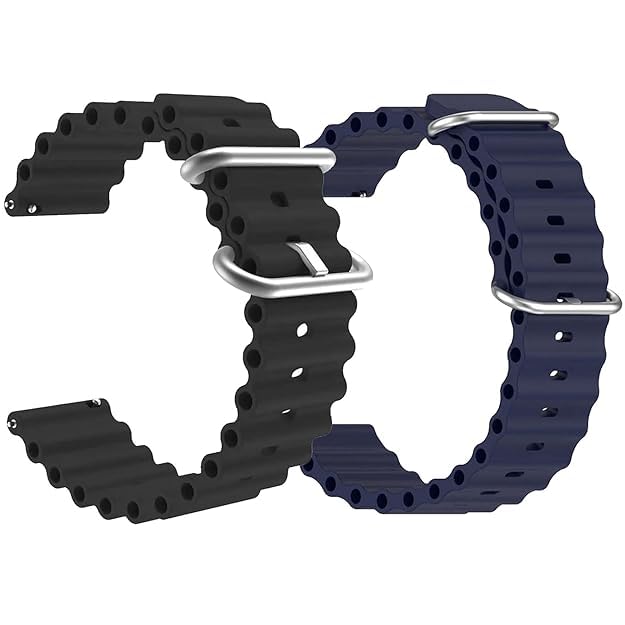 Auxiliary 22mm Watch Strap Combo compatible for Phoenix Ultra/Phoenix/Pulse 2/Xtend Pro/Xtend Call and ALL 22mm wristwatch and smartwatches (Silicone Ultra Black & Blue) (B0DCJJNV38) Amazon Price History, Amazon Price Tracker