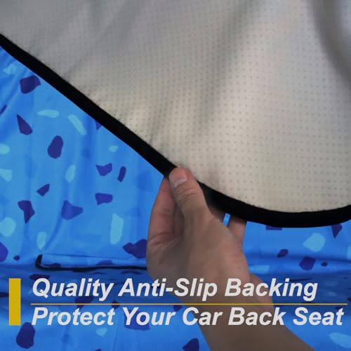 Image of Back Seat Cover for Car Trucks Van SUV Jeep,Waterproof Rear Bench Towel Seat Covers for Dogs and Kids,Automotive Backseat Protector (Blue Marbling)
