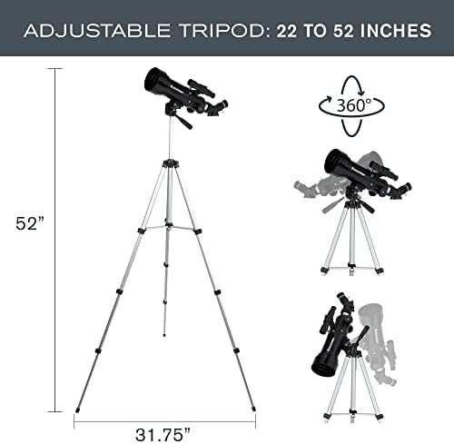 Celestron 21035 Travel Scope 70 Portable Refractor Telescope Kit with Backpack, Black, 70mm