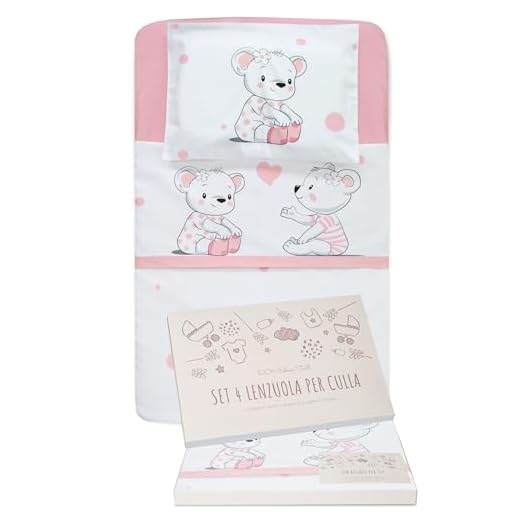 GOYSILA Sabanas Next2Me Chicco 4Piezas 100% Algodon Certificado Oeko-Tex Colchón 50x83cm 2 Sabana Bajera 1 Sabana Encimera 1 Funda de Almohada Compatible Cuna Next to Me Lullago Kinderkraft (Osos)