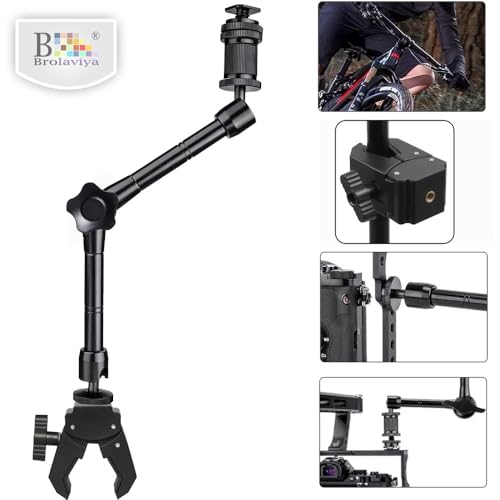 Image of BROLAVIYA 11 Inch Adjustable Magic Articulating Arm for DSLR Camera, LED Light, Flash Light, Monitor, Ring Light, Microphone, Aluminum Alloy