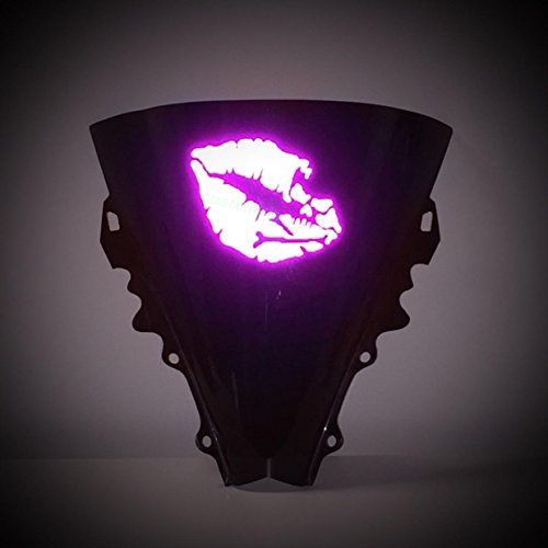 Customtaylor33 High Intensity Reflective Vinyl Death Kiss Skull Crossbones Lips Decal Bumper Sticker - Cars, Motorcycles, Helmets, Wind Screens, Laptops, Cellphones, (Se Purple, 12 Inch Wide) #TOP5