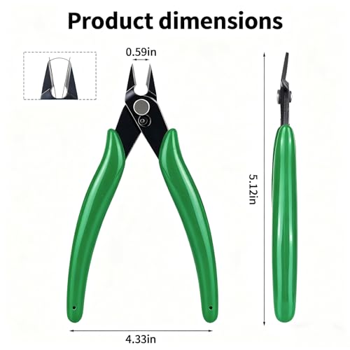 Image of Micro Wire Cutter 5-inch,Precision Flush Cut Nippers,Small Side Cutting Pliers for Jewelry,Electronics,3D Printing,Plastic Models,Green