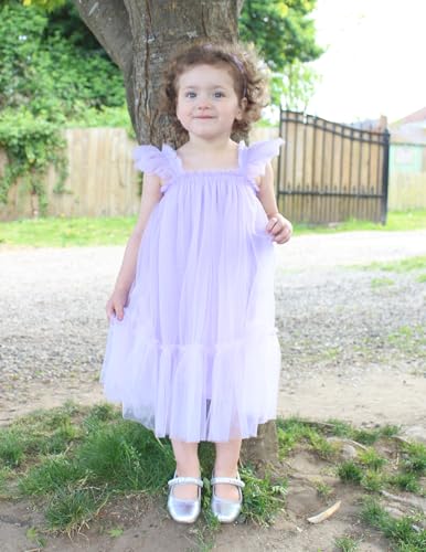 Image of Arshiner Toddler Tulle Dress for Girls Layered Tutu Ruffle Dresses Swing Twirly Fairy Summer Birthday Party Wedding Sundress