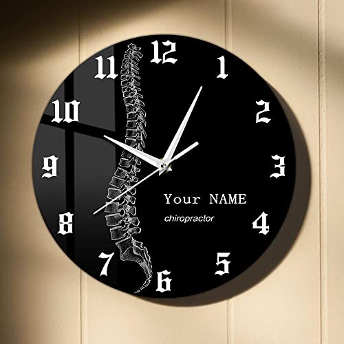 Timethink 15 Inch Black Analog Wall Clock, Silent Quartz Movement, Battery Powered, Easy to Read, Accurate Timing, Suitable for Chiropractor Office Decor
