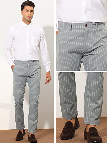 Lars Amadeus Stripes Dress Pants for Men's Slim Fit Business Flat Front Chino Trousers4