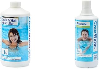 Clearwater CH0021 Scale and Stain Controller Treatment & CH0006 Algaecide Algae Remover for Swimming Pool and Spa Hot Tub Water Treatment, Highly Effective Formula, 1 Litre