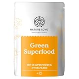 NATURE LOVE® Green Superfood - 300g - 15 Superfoods und 2 Vitalpilze - u.a. mit Gerstengras...