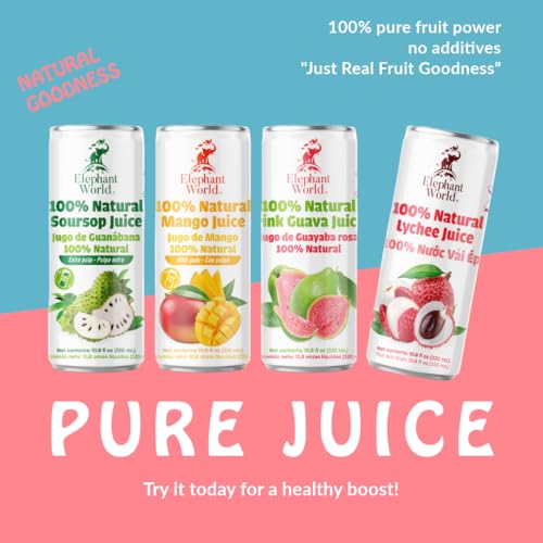 Elephant World 100% Natural Pink Guava Guayaba Juice | NON GMO | 10.8 oz (Pack of 12), Guava