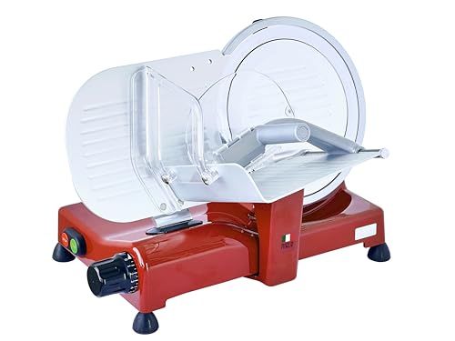 BIKITCHEN AS 2500 Profi Aufschnittmaschine 25 cm, abnehmbare Schleifvorrichtung, rot