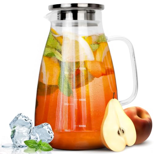 HEFTMAN 2 Litre Glass Jug with Lid - Water Jug