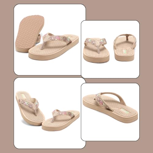 Image of DOCTOR HEALTH SUPER SOFT Women Flip Flops Slippers | Embroidered Comfortable Toe-Ring Sandals for Women | Lightweight Soft Cushioned Everyday Wear Casual Chappals