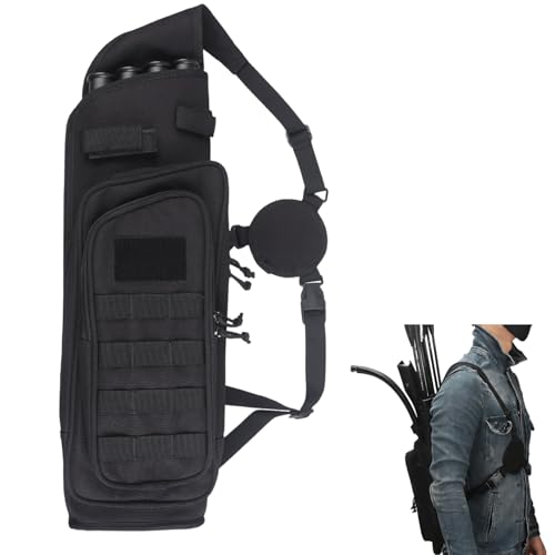 XTACER Multi-Function 4-Tubes Back Field Quiver Training Archery Arrow Quiver for Field Tips Arrows Takedown Bow (Black)