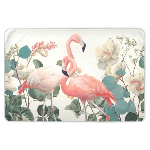 CEBUGI 34” x 52”Washable Underpads Heavy Absorbency Waterproof Incontinence Bed Pads Flamingo Leaves Pee Pads for Adults Kids and Baby