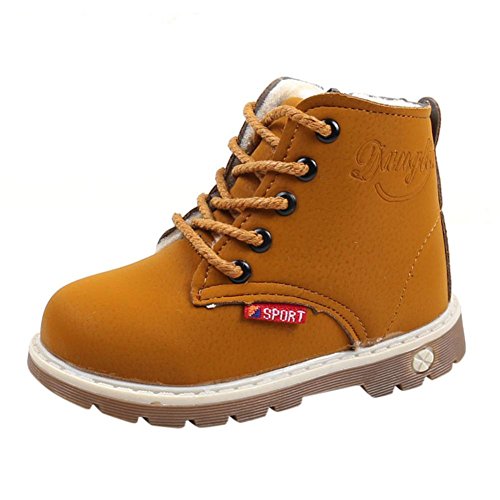 QUICKLYLY Botas para Invierno con Suela Infantiles Ni?os Ni?as Antideslizante Prewalker Zapatos Primeros Pasos (4~4.5 A?os(27), Amarillo)