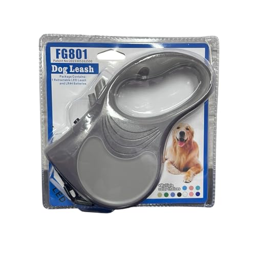 Coleira Guia Retrátil 5 Metros Com Lanterna para Cães Cachorro e gatos passeio noturno expansível (C