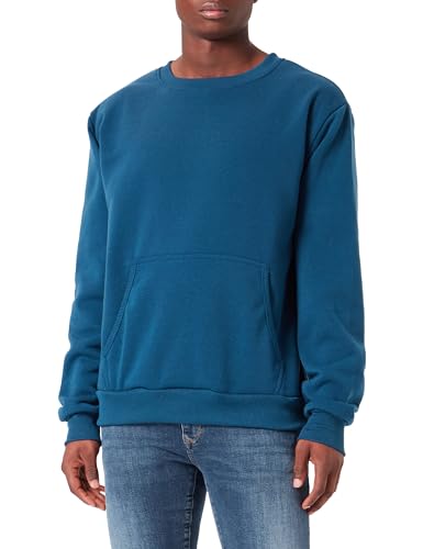 Pull turquoise col rond pour homme en maille tricot taille M polyester