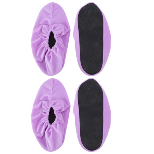 KOMBIUDA Bowling Shoe Covers for Women 2 Pairs Non-Slip Lightweight Elastic Shoe Protectors with Thickened Lint Material for Indoor Bowling Practice and Sports Accessories