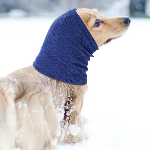 Image of Quiet Ears for Dogs, Rbenxia 1 Piece Dog Ear Cover Hoodies Dog Ear Muffs Headband Noise Ear Protection Warm Winter Scarf (Blue, Small)