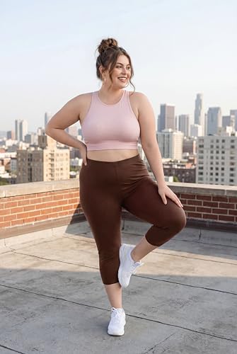 Image of TRASA Women's Cotton Capri Leggings, Stretchable 3 /4 Length Crop Pants, Comfortable, Plus