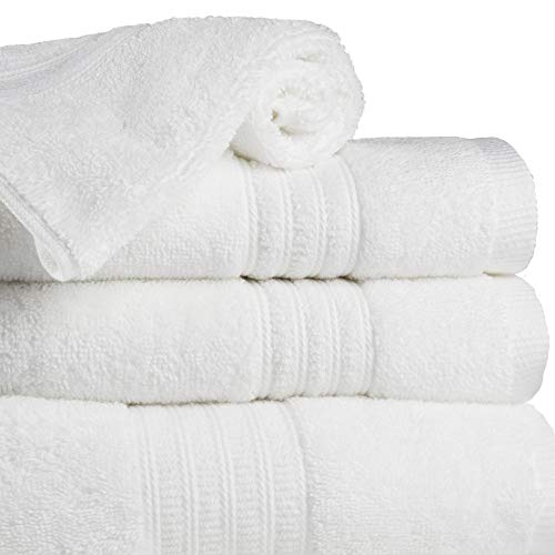 Trident 6 Piece Bath Linen Set - Super Soft, Highly Absorbent, Hotel Luxury Bath Towels, Machine Washable, Soft Comfort - Snow White #TOP3