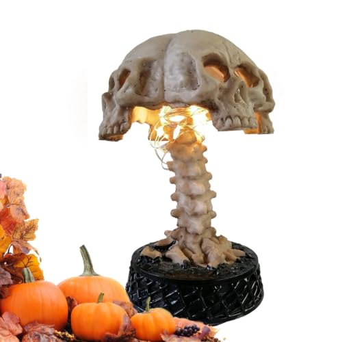 Lampe crâne d'Halloween en résine pour ambiance horreur